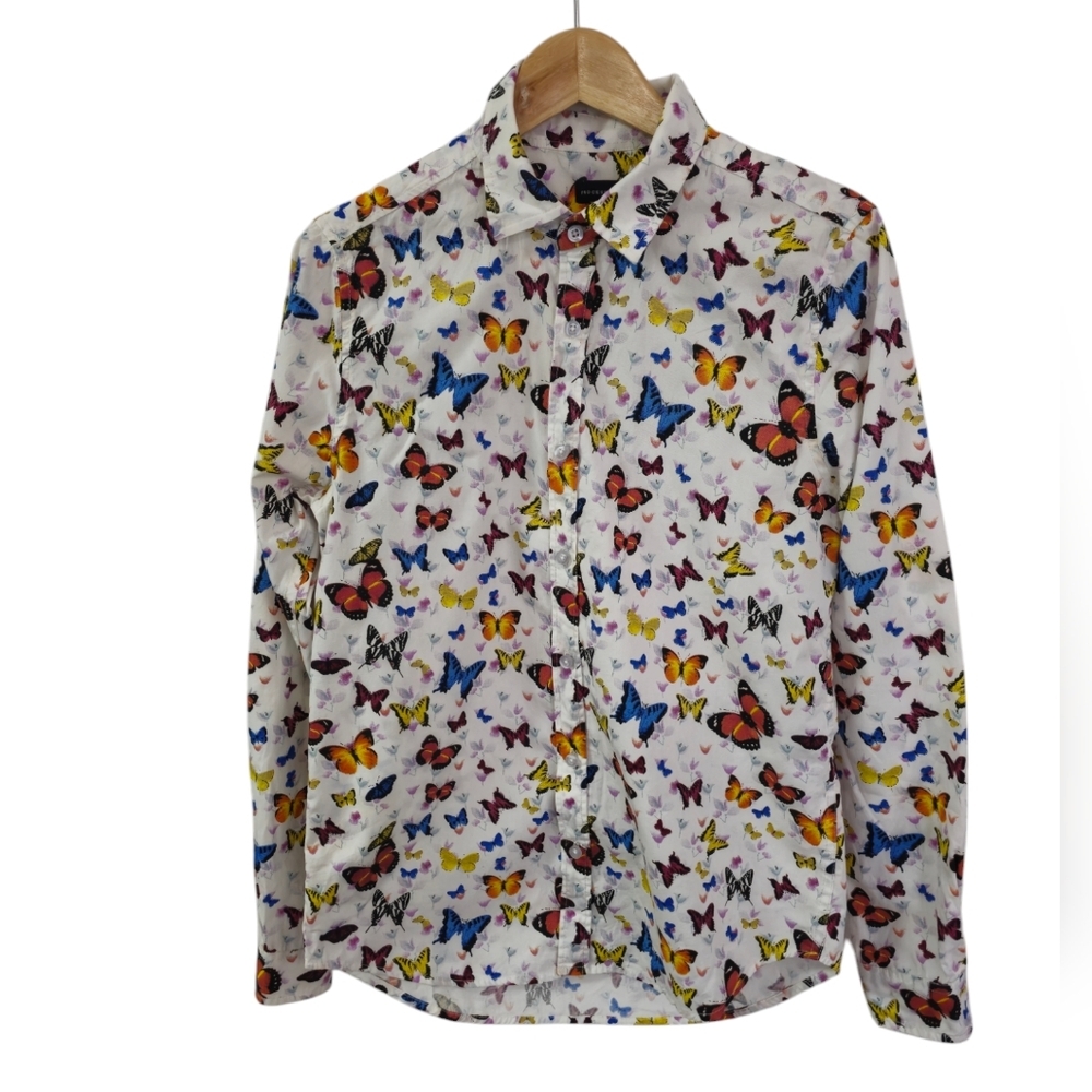 Beautiful Papillion Butterfly Long Sleeve Shirt Multicolor  Size Small